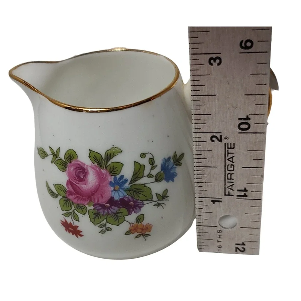 Crown Staffordshire Creamer Pitcher Fine Bone China Floral Made England 1930 SEE